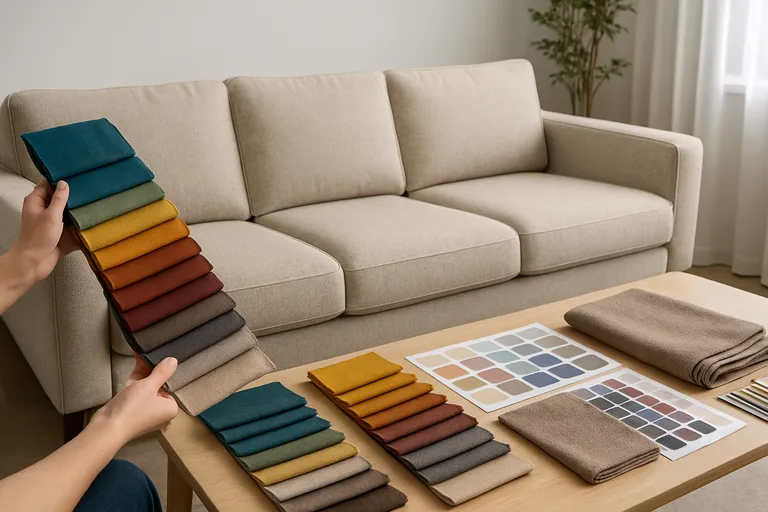 Een stoffen 3 zitsbank naar wens samenstellen